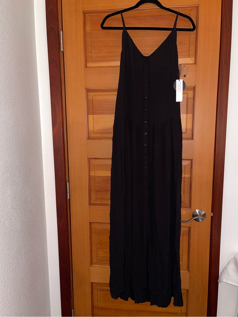 Amuse Society Black Button-Front Spaghetti Strap Maxi Dress - NWT - Medium